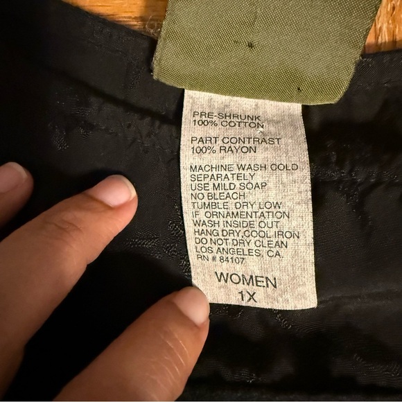 Vintage Blue Cactus Maxi Dress in Black 1X Sleeveless Boho Artwear Double Slit - Picture 6 of 16